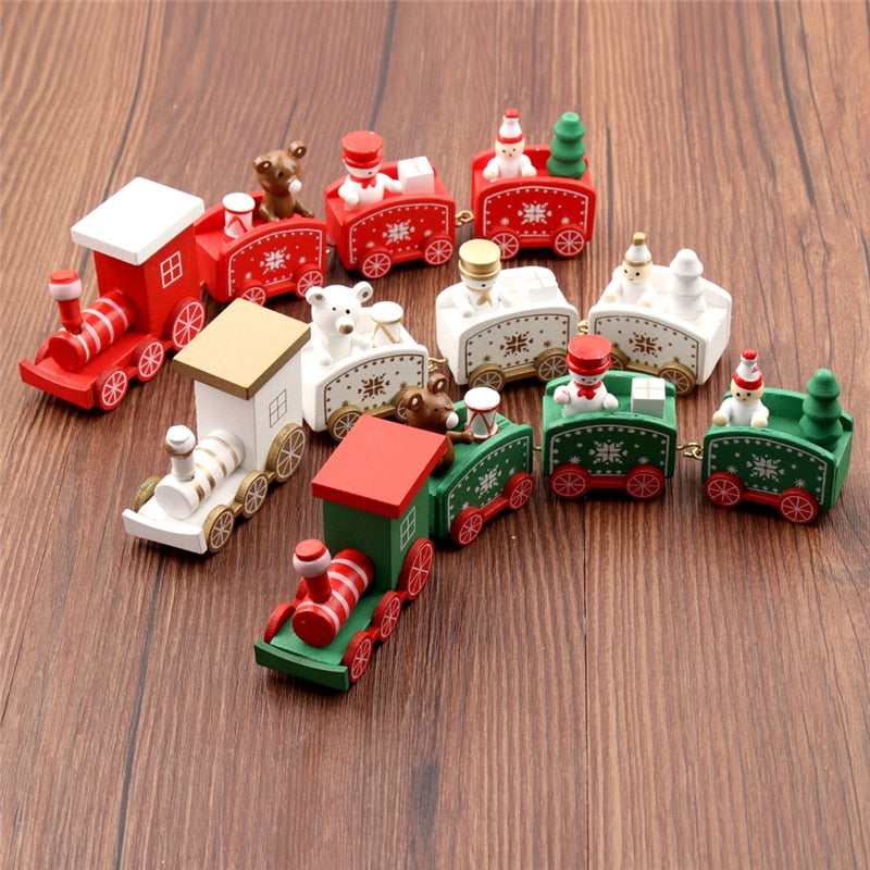 Train Painted Wood Christmas Decoration