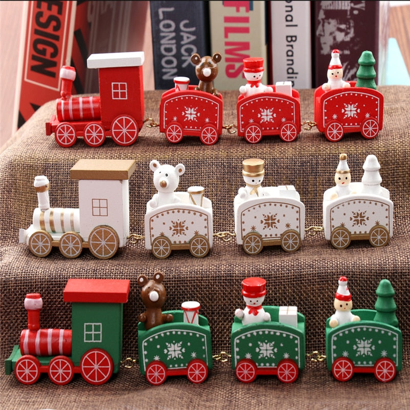 Train Painted Wood Christmas Decoration