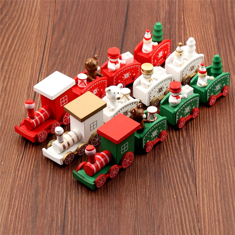 Train Painted Wood Christmas Decoration